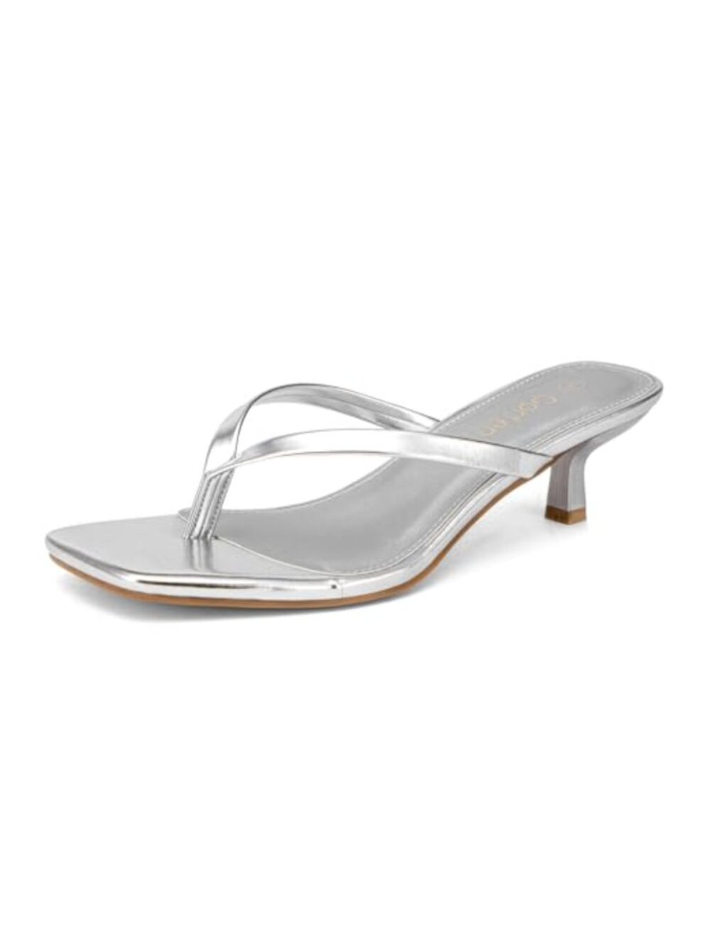 Kitten Heel Sandals Square Toe Slip On Flip Flop Heels 2 Inch Thong Party Dress